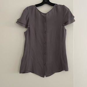 JOIE grey light button up top ruffle sleeve